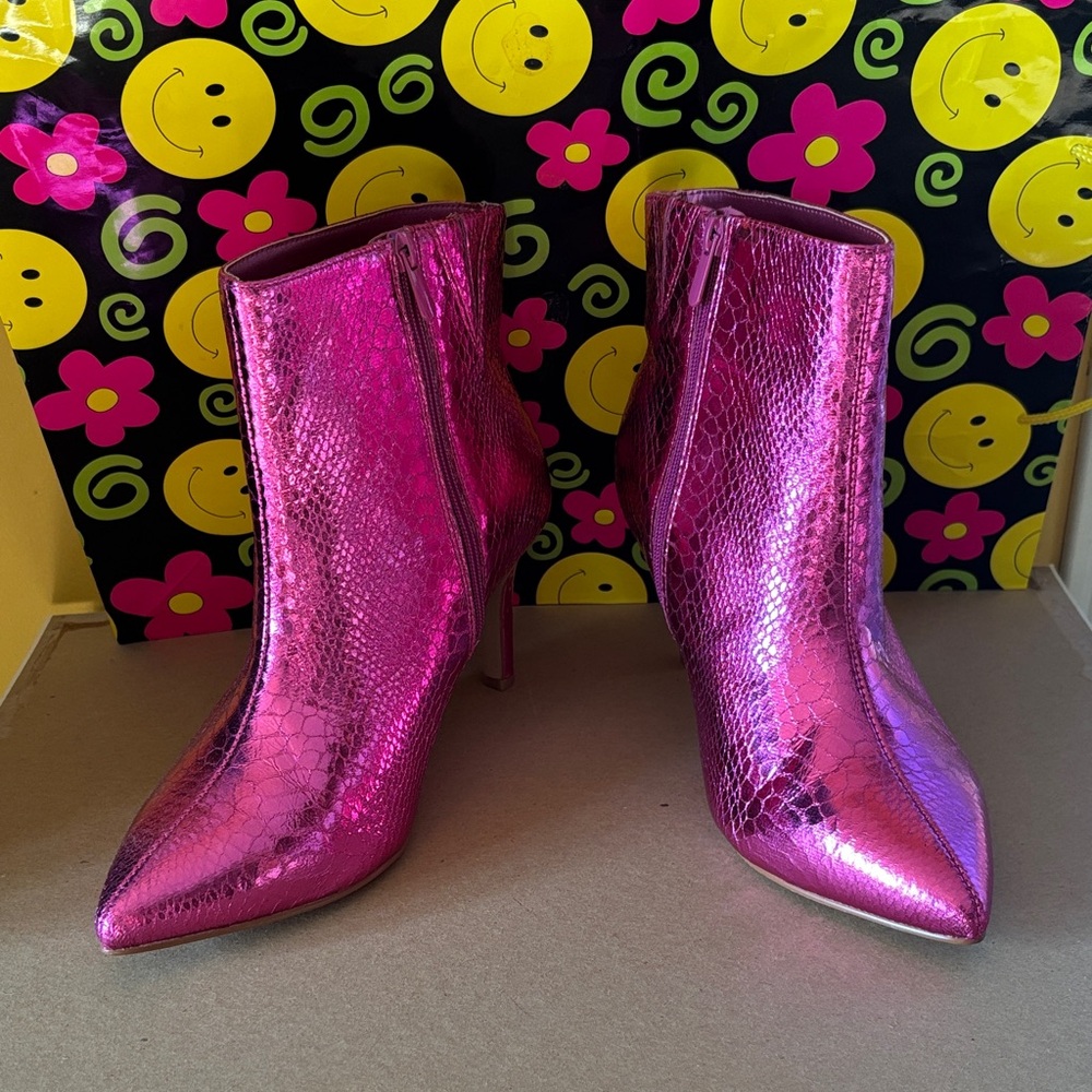 Torrid Metallic Pink Heeled Boots
